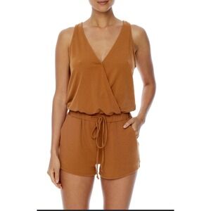 LBLC The Label Romper Women's Medium Sleeveless Surplice Drawstring Waist Casual